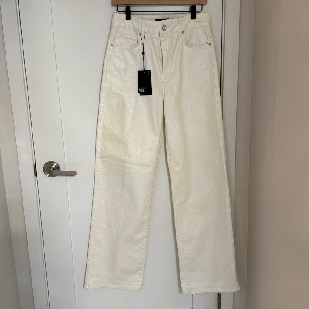 PAIGE Sasha Women's Straight Leg Jeans in Cream